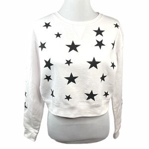 Exist Star Cropped Sweatshirt, White, Black